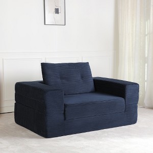 Whisen Convertible Human-Pet Nest Sofa, Compression Human Dog Sofa Bed, Modern Corduroy Floor Couch With Pillow, No Assembly Required - 1 of 4