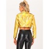 INSPIRE CHIC Women's Long Sleeve Lapel Crop Shiny Party Metallic Jacket - 3 of 4