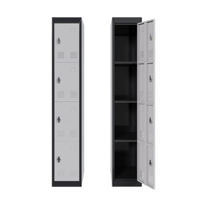 4-Door Metal Storage Locker Cabinet with Lockable Doors – Heavy-Duty Steel Locker for Clothes, Equipment & Files, Ideal, Gray - 1 of 4