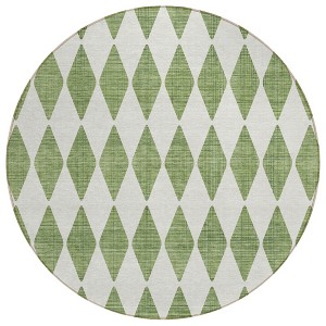 Green And Ivory Geometric Washable Indoor Outdoor Area Rug - 1 of 4