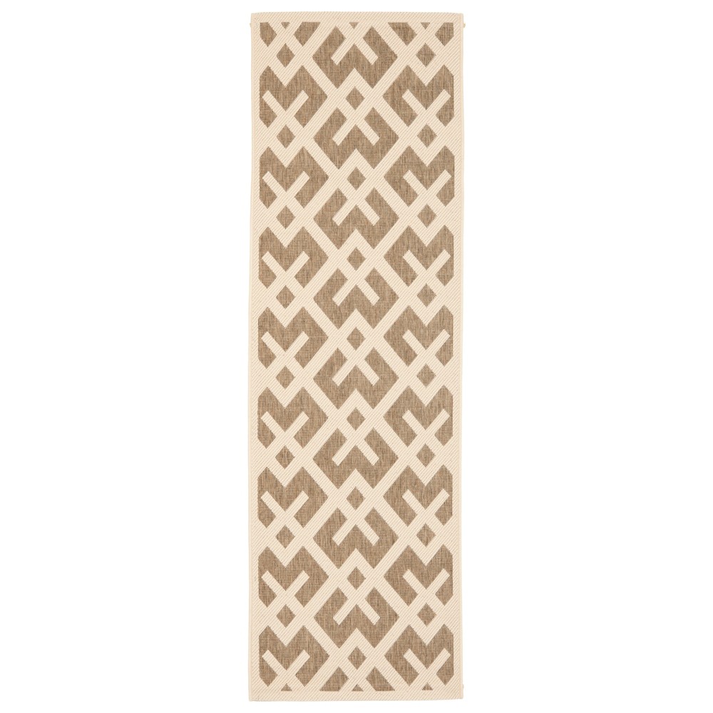 2'4in x 12' Runner Claudette Patio Rug Brown/Bone - Safavieh