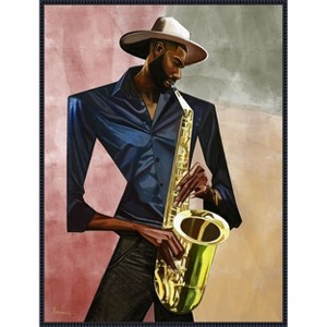 Amanti Art Sax Player by Manasseh Johnson sr Canvas Wall Art Print Framed 32-in. W x 42-in. H. - 1 of 4
