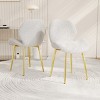 Set of 2 Modern Upholstered Dining Chairs with Gold Metal Legs, Cozy Side Chairs in Teddy Fabric for Kitchen or Dining Room–The Pop Home - 3 of 4