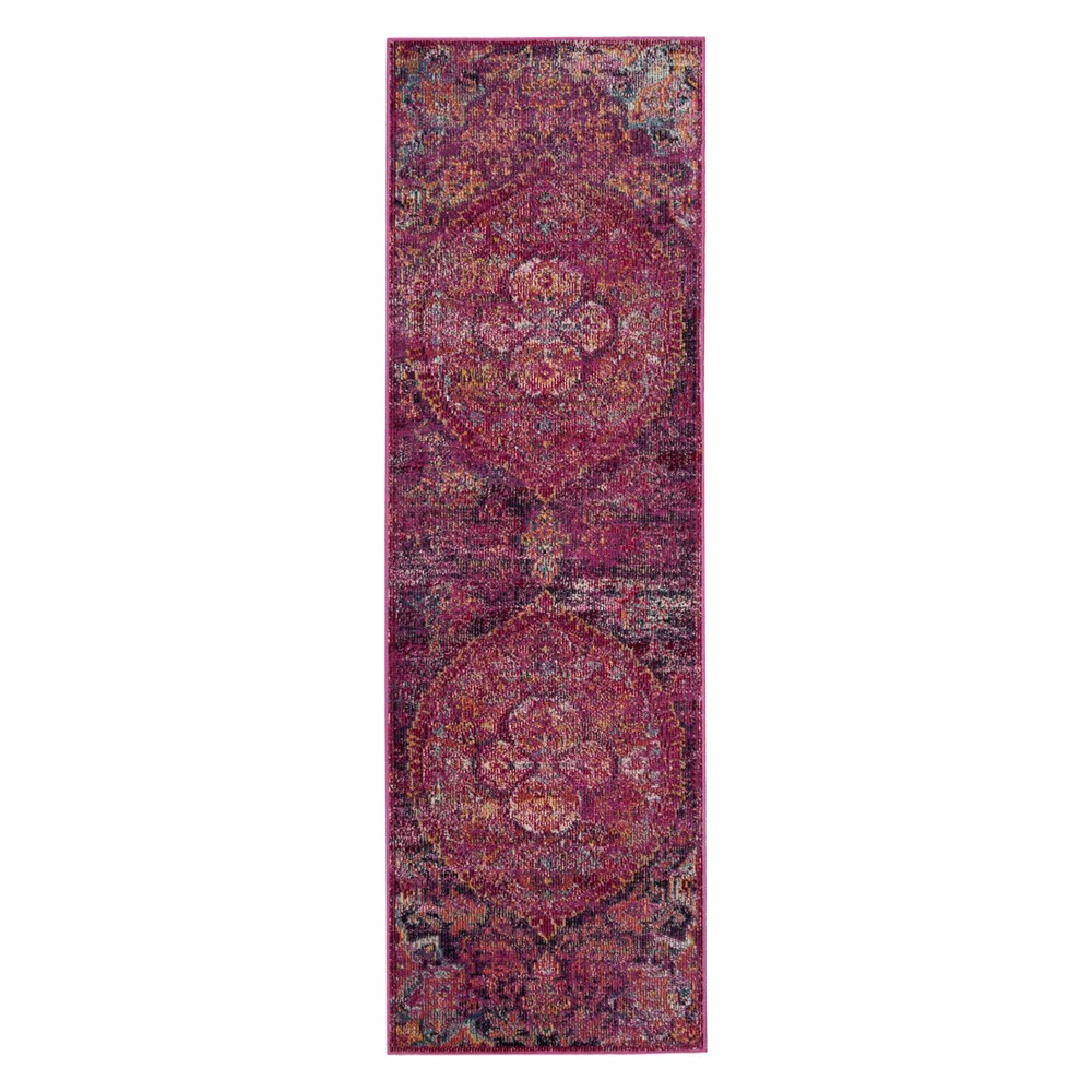 2'2inx7' Runner Medallion Loomed Fuchsia/Purple - Safavieh