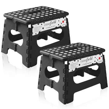 Casafield (Set of 2) Folding Step Stools with Handle, Collapsible Foot Stools for Use in Kitchen and Bathroom