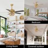 Parrot Uncle 52" Weathered Gold Natural Farmhouse Ceiling Fans with Lights and Remote Vintage Wooden Bead Fan for Living Room Bedroom - 3 of 4