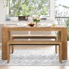 KWPZQEB 3-piece Farmhouse Style Simple Dining Set with Round Dining Table and 2 Benches, Wood Dining Sets for Kitchen, Dining Room - 2 of 4