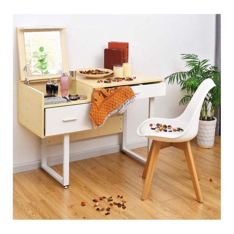 Costway Vanity Table Flip Top Square Makeup Table Writing Table, 3 of 10