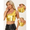 INSPIRE CHIC Women's Metallic Cropped One-Shoulder Party Cropped Holographic Tank Tops - image 2 of 4