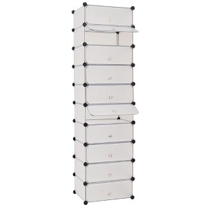 vidaXL Interlocking Shoe Organizer White/Black Cabinet Shelf 10 Compartments - 1 of 4