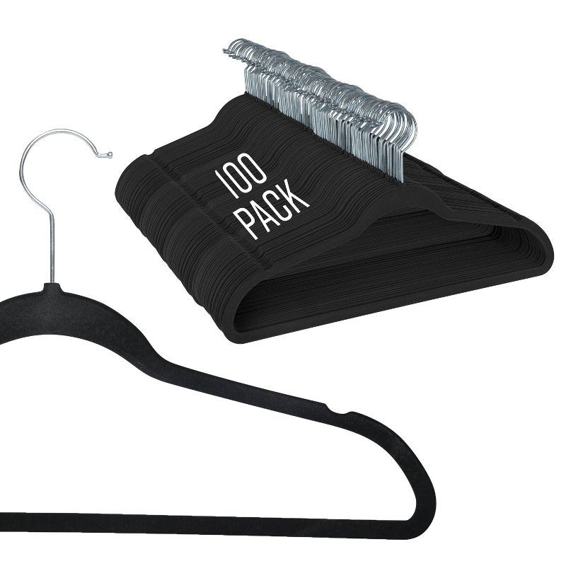 Simplify 100pk Velvet Suit Hangers Black, 1 of 9