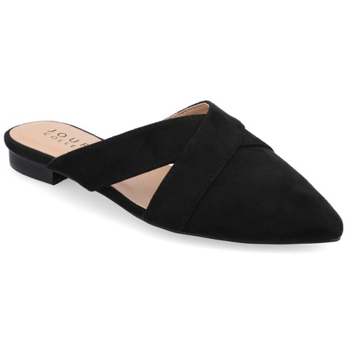 Almond Toe Flat Mule in Black, Women's Shoes