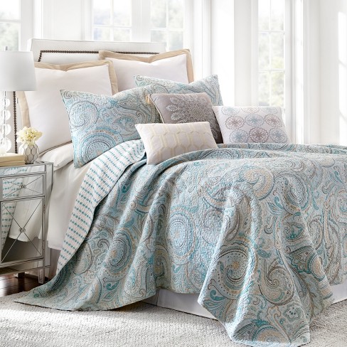 Levtex Home Aliza Quilt Set with Shams, Blue, King