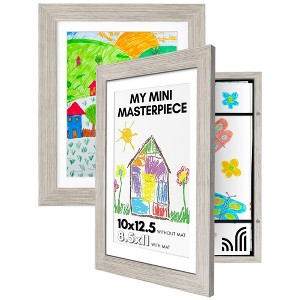 Americanflat  Kids Artwork Picture Frame in Driftwood- Displays 8.5x11" With Mat and 10x12.5" Without Mat -  2 Pack - 1 of 4