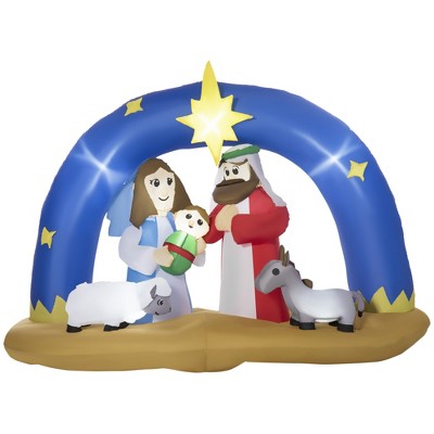 Outsunny 81" Christmas Inflatable Nativity Scene with Star of Bethlehem Archway, Blow-Up Outdoor LED Yard Display for Lawn Garden Party