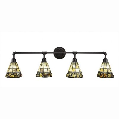 Toltec Lighting Vintage 4 - Light Vanity in  Dark Granite with 7" Cobblestone Art Glass Shade