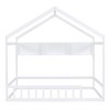 House Floor Bed, Wooden Playhouse Bed Frame With Fence And Roof, Storage Shelves, No Box Spring Required - 4 of 4