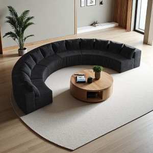181" Corduroy 12-Seater Semi-Circular Sectional Sofa - 1 of 4