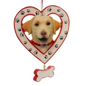 Kurt S. Adler 4.5 Inch Dog In Heart W/ Bone Canine Best Friend Tree Ornaments - 1 of 2