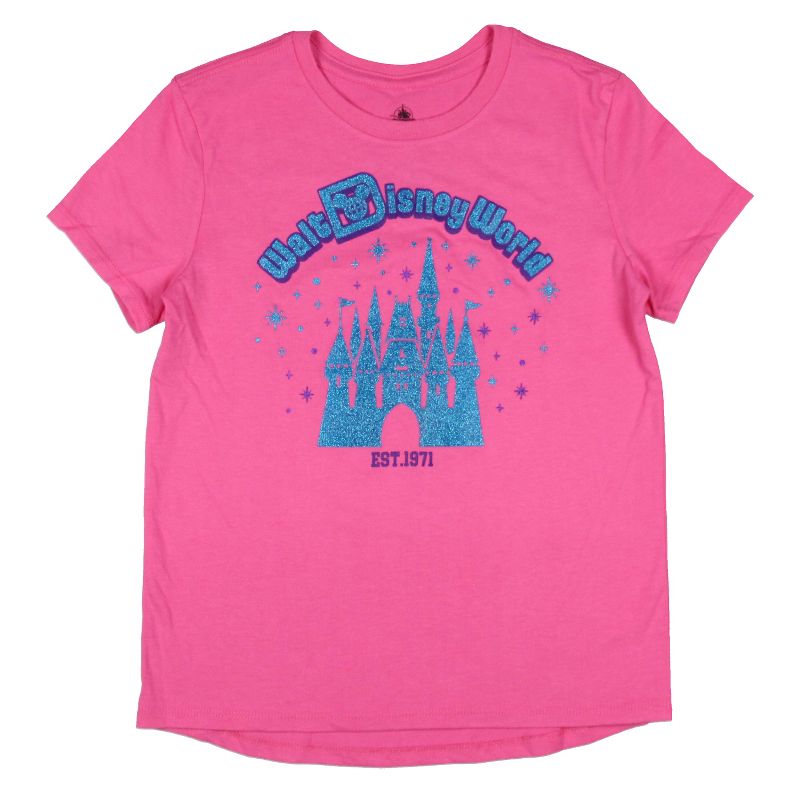 Disney Girls' Walt Disney World Cinderella Castle Glitter Logo T-Shirt Kids, 1 of 4