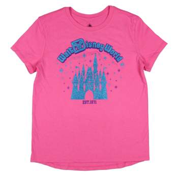Disney Girls' Walt Disney World Cinderella Castle Glitter Logo T-Shirt Kids