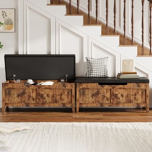 Storage Bench 39.4” Wooden Chest Storage Box with 2 Safety Hinges, Large Entryway Benches with Flip-Top, for Living Room, Bedroom, Easy Assembly - 1 of 4