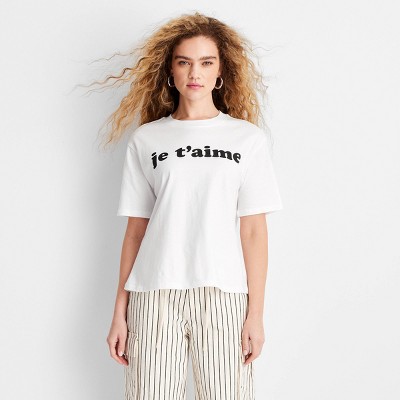 Women's Short Sleeve Je T'aime Graphic T-Shirt - Future Collective White XS