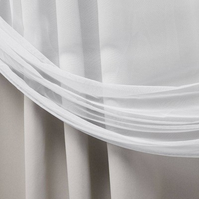 18"x52" Catarina Layered Window Valance Room Darkening Blackout & Sheer Grommet Top Gray - Exclusive Home: Living Room Decor