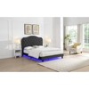 DOMETOUR Queen Upholstered Bed - Button Tufted Curve Design - Wood Slat Support - Easy Assembly - Black Velvet with LED Light - Platform Bed - 3 of 4