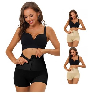 Allegra K Women's Butt Lifter High Waisted Control Panties with Hooks Closure 3 Packs - 1 of 4