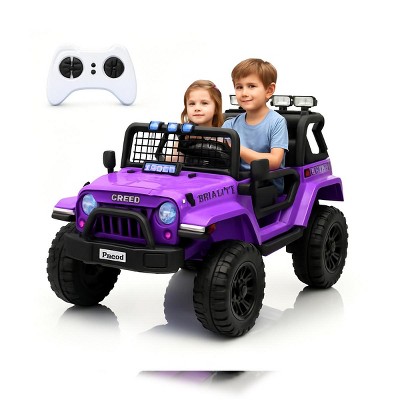 24V 2 Seater Ride On Truck,4WD Kids Electric Car W/Remote Control，Battery Powered Ride On Toy Car with Spring Suspension