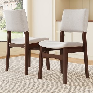Set of 2/4 Stackable Dining Chair Upholstered Kitchen Chair Armless Chair with Padded Seat & Back, Solid Wood Frame - Modernluxe - 1 of 4