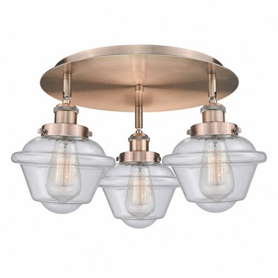 Oxford - 3 Light Flush Mount In Art Deco Style-8 Inches Tall and 18.25 Inches Wide