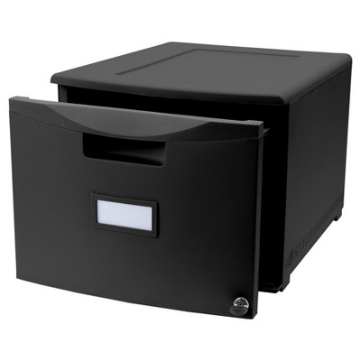 Storex Stackable Filing Drawer with Lock - Black