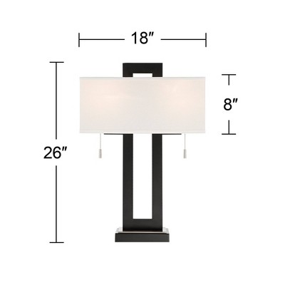 Black Metal Rectangular Table Lamp with USB Port