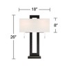 360 Lighting Neil Modern Rustic Table Lamp 26" High Black Metal with USB Charging Port White Rectangular Shade for Bedroom Living Room Bedside Desk - 4 of 4