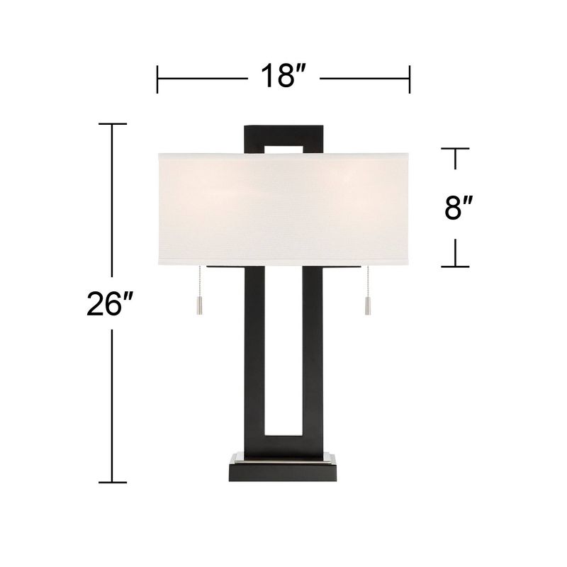 360 Lighting Neil Modern Rustic Table Lamp 26" High Black Metal with USB Charging Port White Rectangular Shade for Bedroom Living Room Bedside Desk, 5 of 11