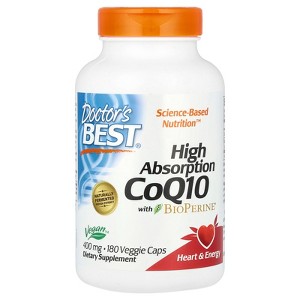 Doctor's Best High Absorption CoQ10 with BioPerine®, 400 mg, 180 Veggie Caps - 1 of 3