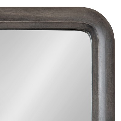 Gray Rectangular Wood Wall Mirror with Rounded Corners