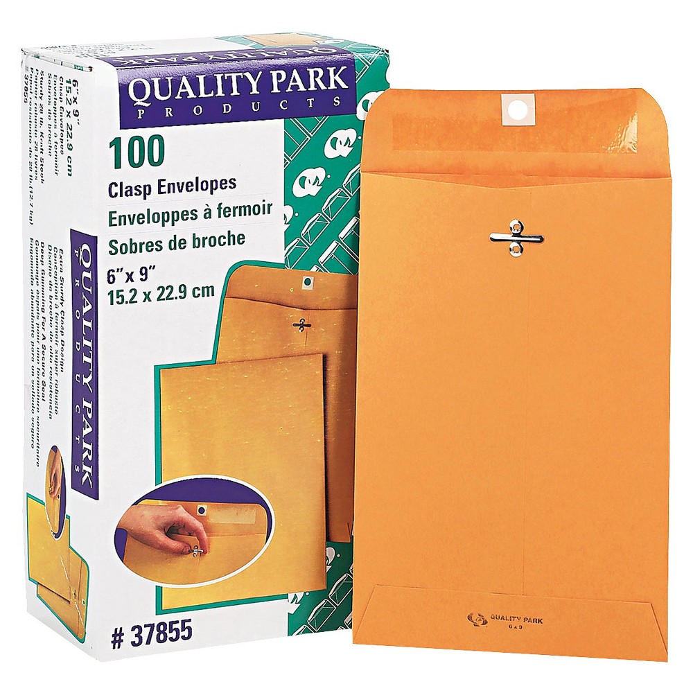 Quality Park Kraft Clasp Envelopes  6  x 9   Brown  100 Count