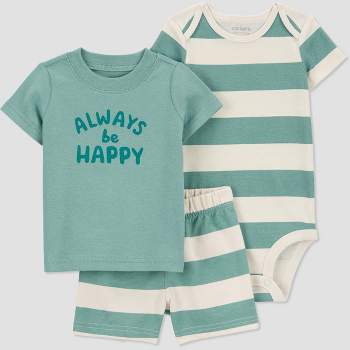 Carter's Just One You® Baby Boys' Striped Top & Bottom Set - Cream/Blue