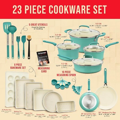 23-Piece Green Non-Stick Aluminum Cookware and Bakeware Set