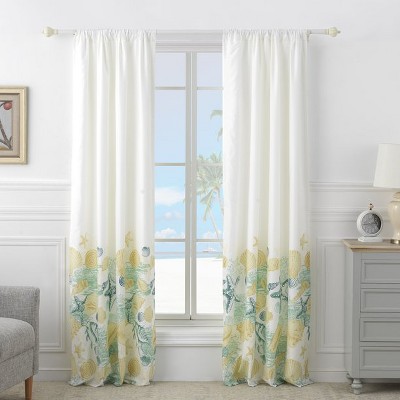 Grand Bahama White Polyester Nautical Window Curtain Panels