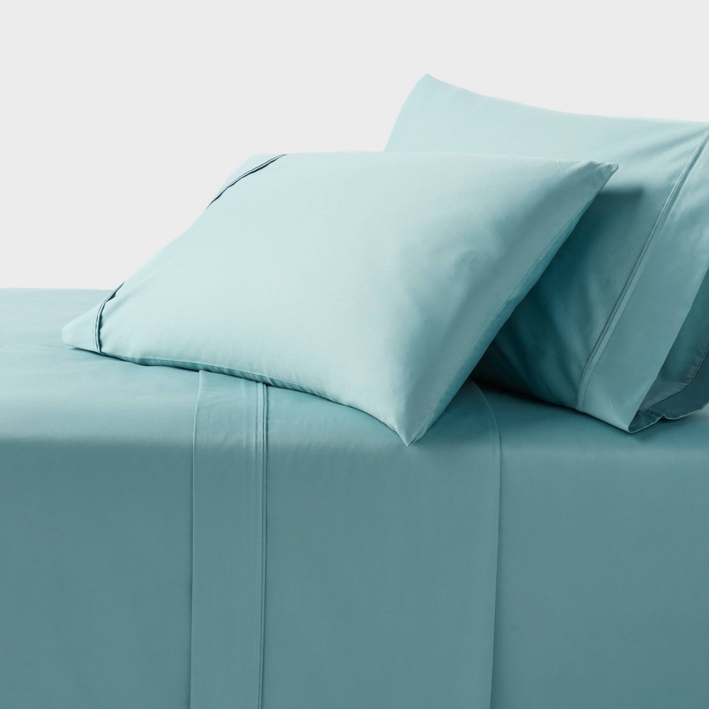 Photos - Bed Linen California King 400 Thread Count Performance Sheet Set Light Teal - Threshold™