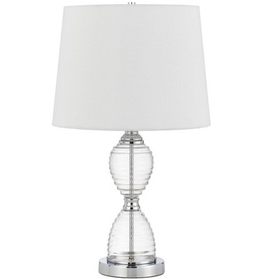Cal Lighting Eden glass table lamp with taper drum hardback shade