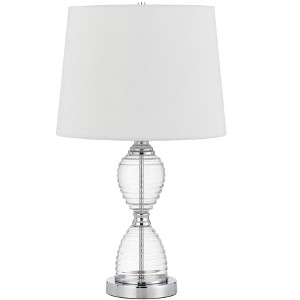 Cal Lighting Eden glass table lamp with taper drum hardback shade - 1 of 4