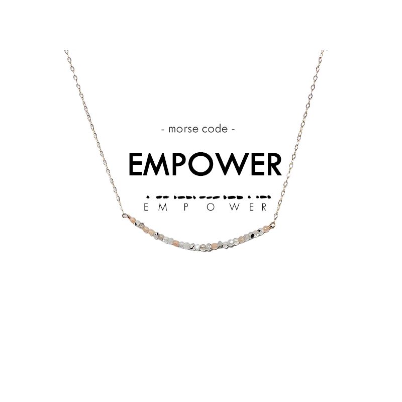 ETHIC GOODS Women's Dainty Stone Morse Code Necklace [EMPOWER], 1 of 7