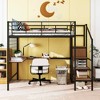 MAYEERTY Twin Size Metal Loft Bed, Desk Metal Grid Lateral Ladder Wardrobe, Bedroom, Black - 3 of 4