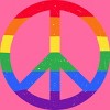 Adult Design By Humans Rainbow Pride and Peace Sign By JuanMedina Racerback Tank Top - 2 of 2