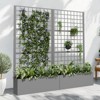 PexFix 71" x 35.4" Tall Wrought Iron Garden Trellis with Planter Box Gray Outdoor Plant Support for Climbing Flowers Vines Patio Yard Decor - 2 of 4